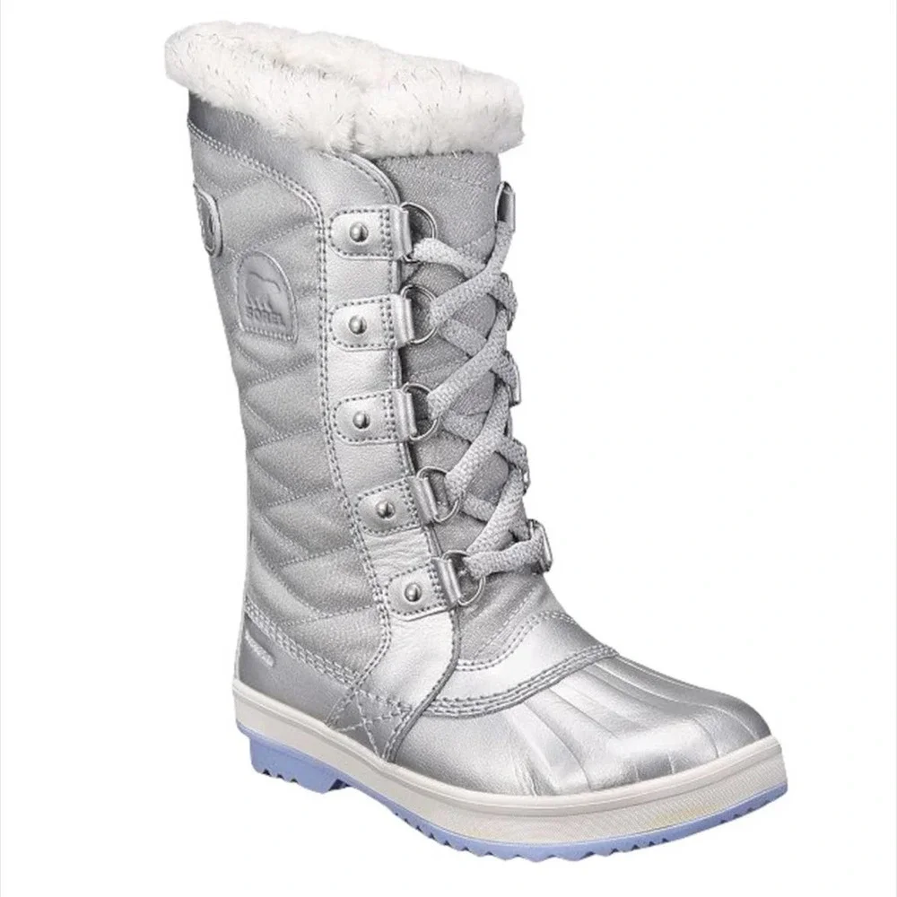 SOREL x Disney Frozen Silver Snow Boots Girls Waterproof Size 5